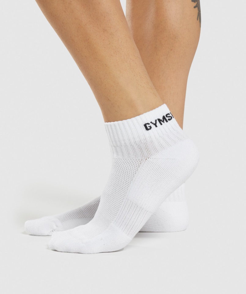Paquete De 3 Calcetines Jacquard Quarter White Gymshark