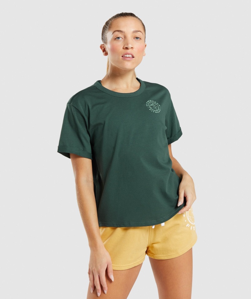Camiseta Con Gráfico Heredado Gymshark Verde Oscuro