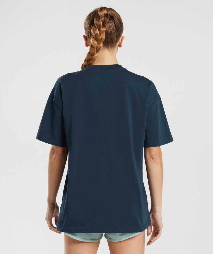 Camiseta Extragrande Con Gráfico Del Logo Azul Marino Gymshark