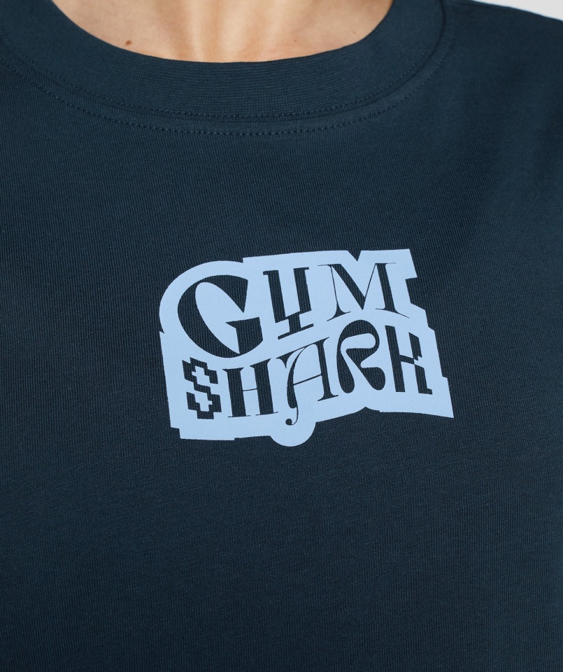 Camiseta Extragrande Con Gráfico Del Logo Azul Marino Gymshark