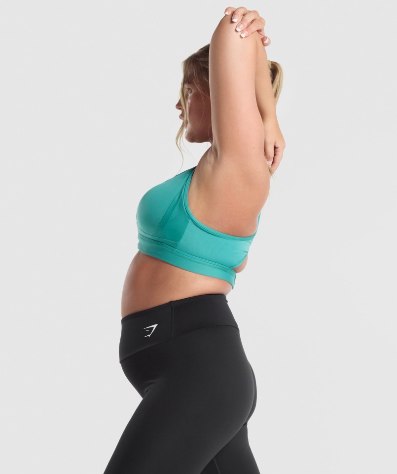 Sujetador Deportivo Con Escote De Malla Verde Azulado Gymshark