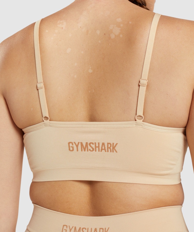 Bralette De Cuello Bajo Sin Costuras Fawn Marrón Claro Gymshark
