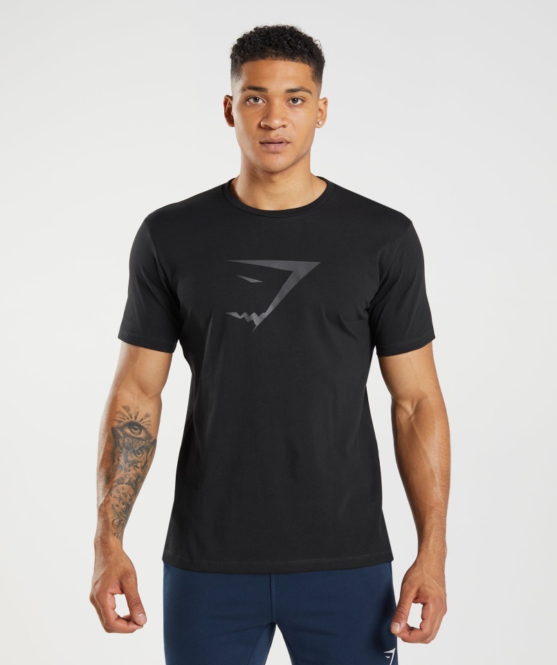 Camiseta Con Relleno De Cabeza De Tiburón Gymshark Negro