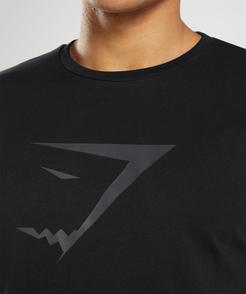 Camiseta Con Relleno De Cabeza De Tiburón Gymshark Negro