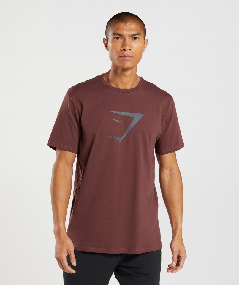 Camiseta Con Relleno De Cabeza De Tiburón Gymshark Marrón Cereza