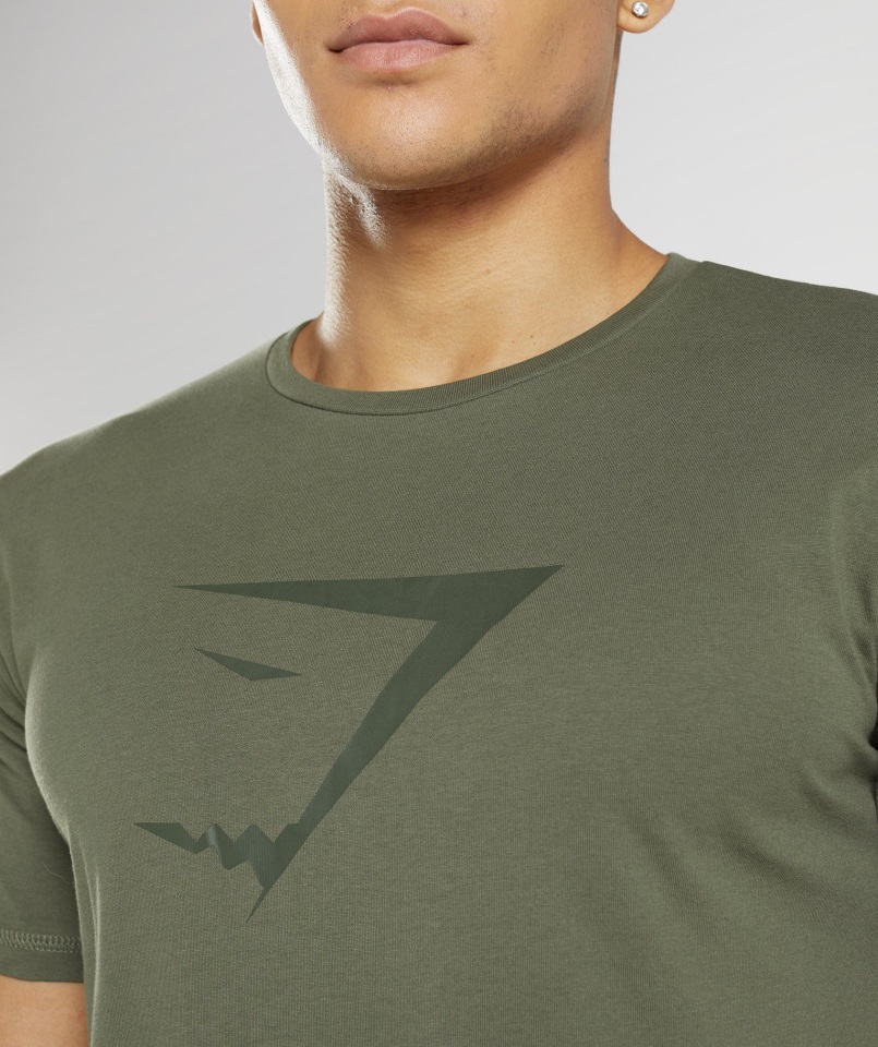 Camiseta Con Relleno De Cabeza De Tiburón Core Olive Gymshark