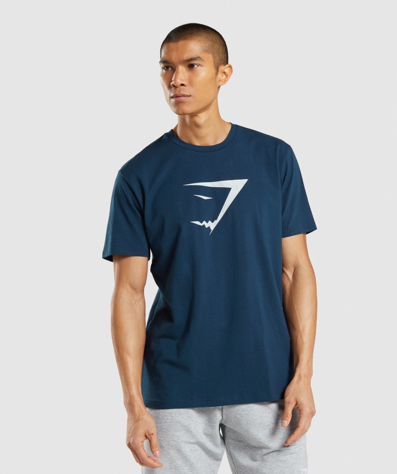 Camiseta Con Relleno De Cabeza De Tiburón Azul Marino Gymshark
