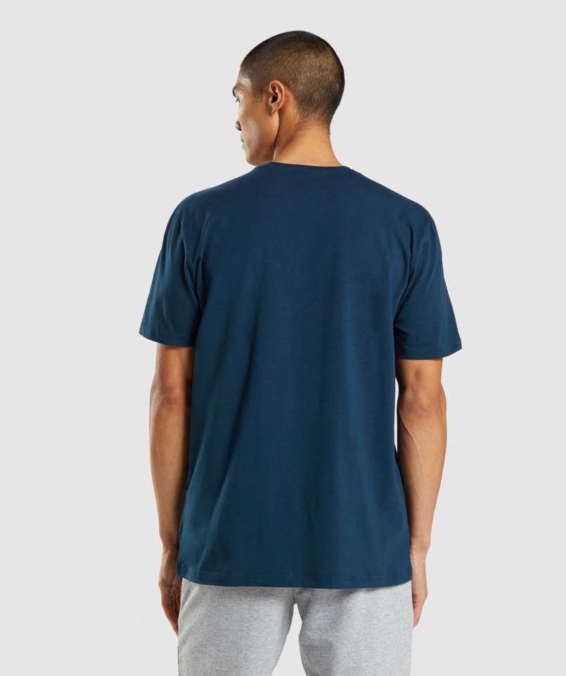 Camiseta Con Relleno De Cabeza De Tiburón Azul Marino Gymshark