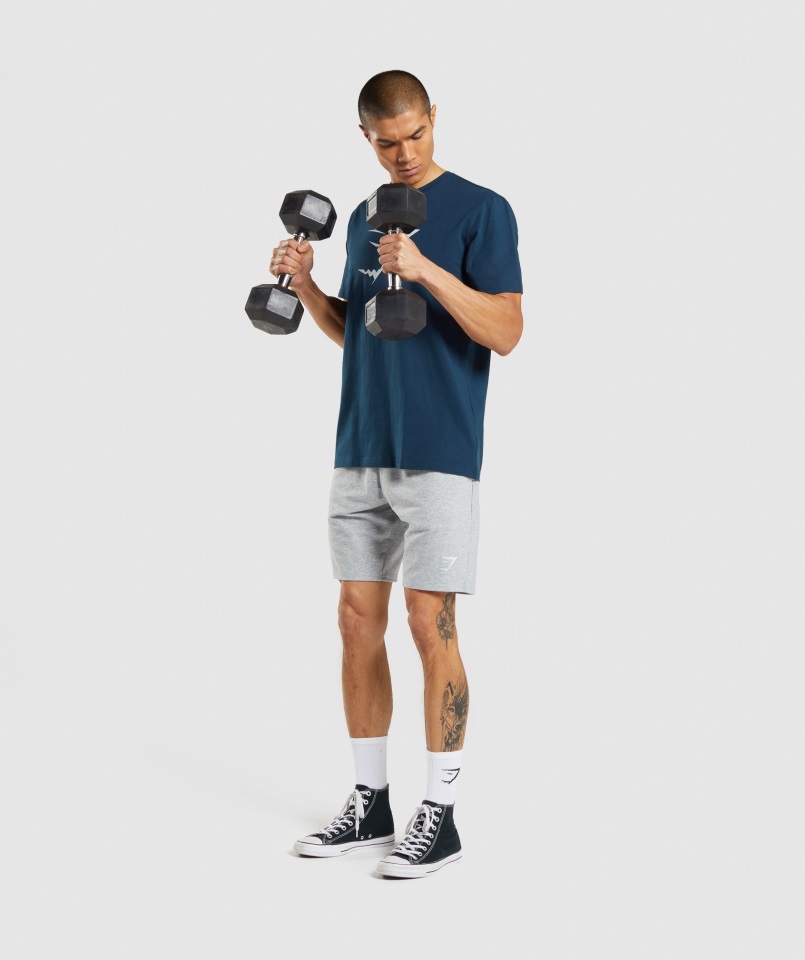 Camiseta Con Relleno De Cabeza De Tiburón Azul Marino Gymshark