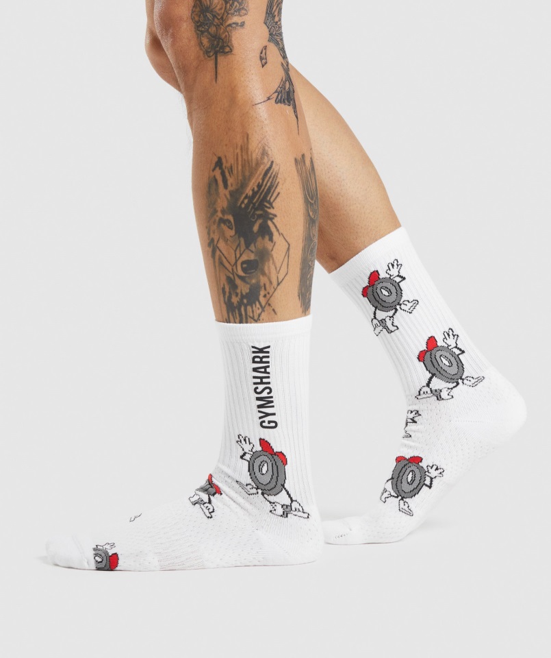 Paquete De Pegatinas Dumbell Crew Calcetines 1pk Blanco Gymshark