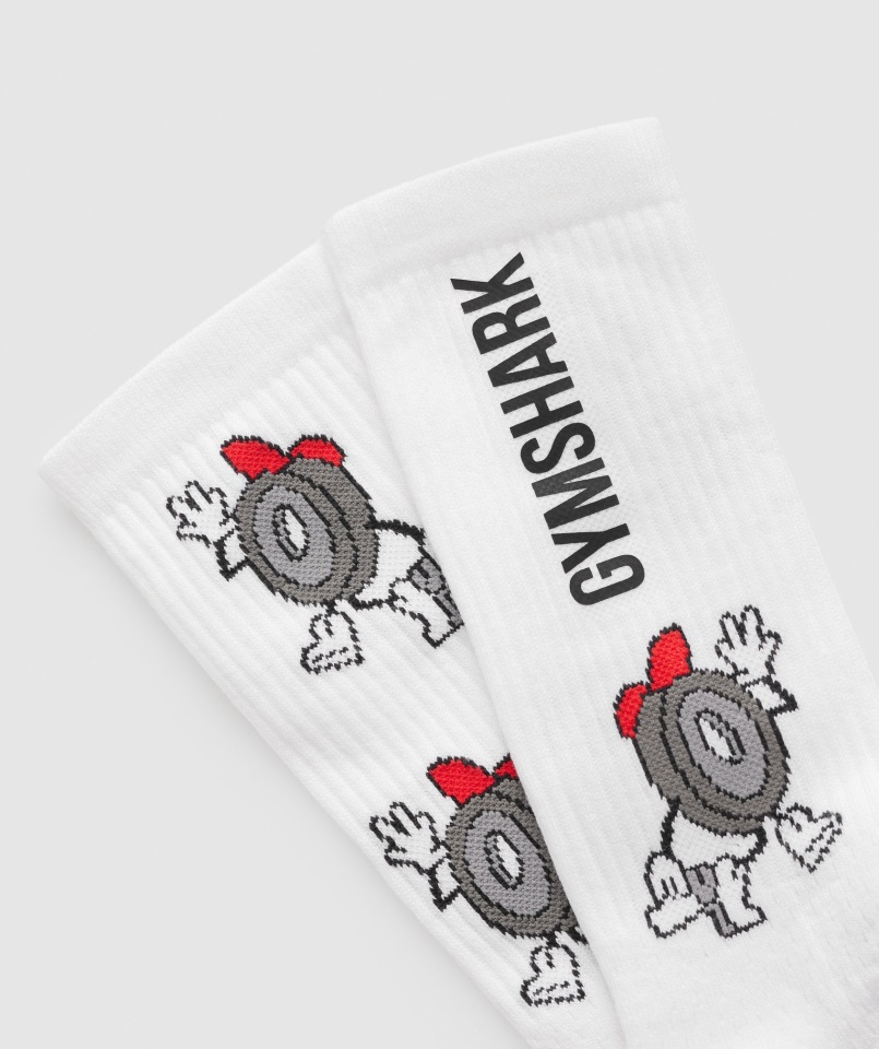 Paquete De Pegatinas Dumbell Crew Calcetines 1pk Blanco Gymshark