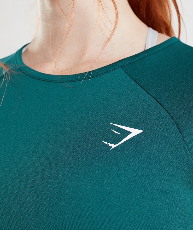 Crop Top Entrenamiento Manga Larga Invierno Verde Azulado Gymshark