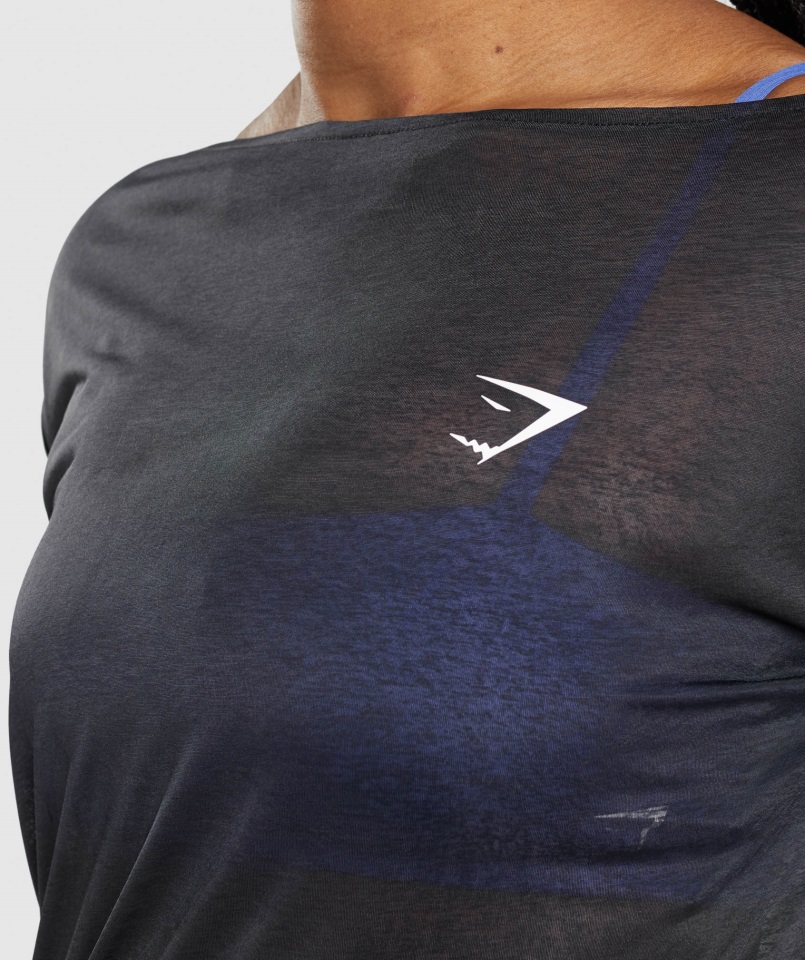 Camiseta De Entrenamiento De Manga Larga Extragrande Negra Gymshark