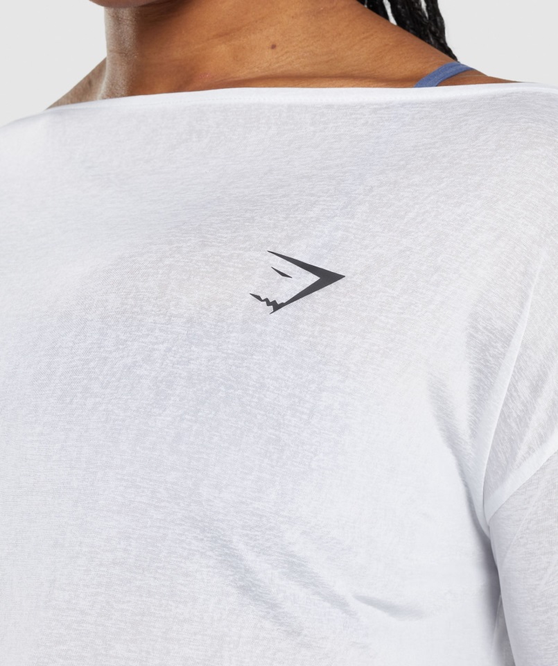 Camiseta De Entrenamiento De Manga Larga Extragrande Blanca Gymshark