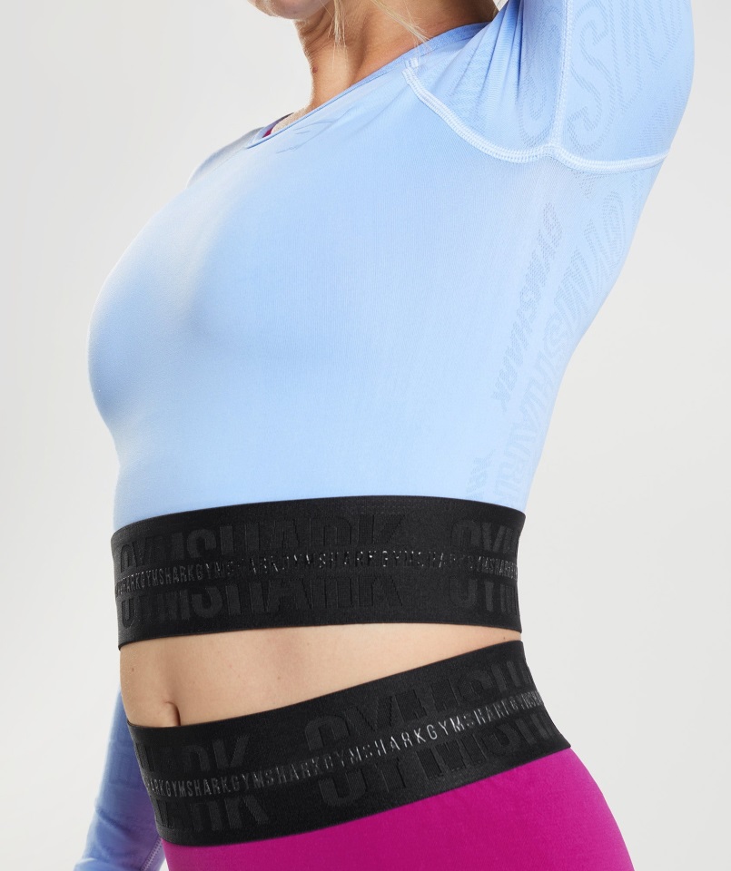 Crop Top Vision De Manga Larga Piedra Lunar Azul Gymshark