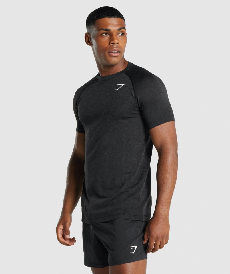 Camiseta Sin Costuras Vital Light Negro Jaspeado Gymshark