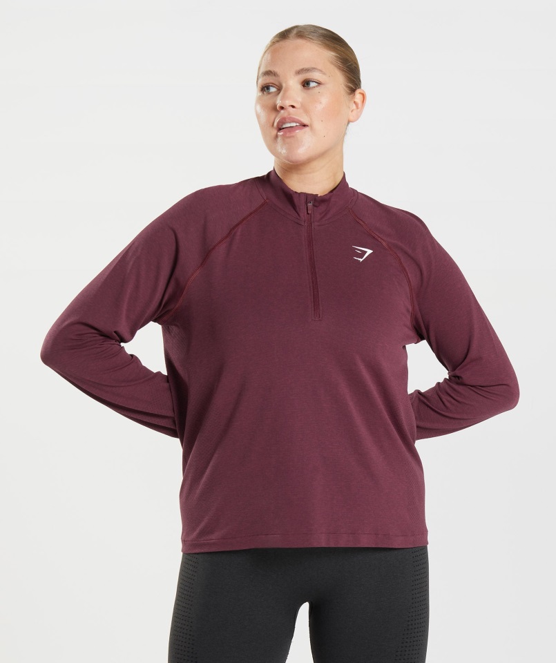 Vital Seamless 2.0 1-2 Jersey Con Cremallera Baked Granate Marl Gymshark