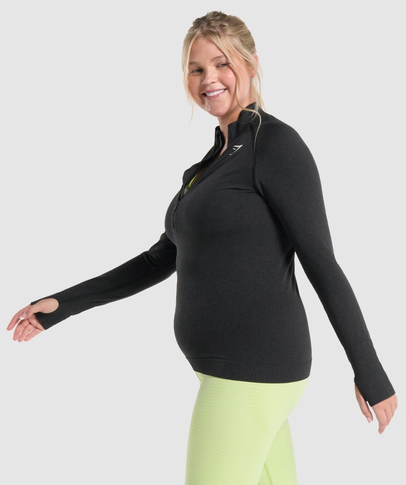 Vital Seamless 2.0 1-2 Jersey Con Cremallera Negro Jaspeado Gymshark