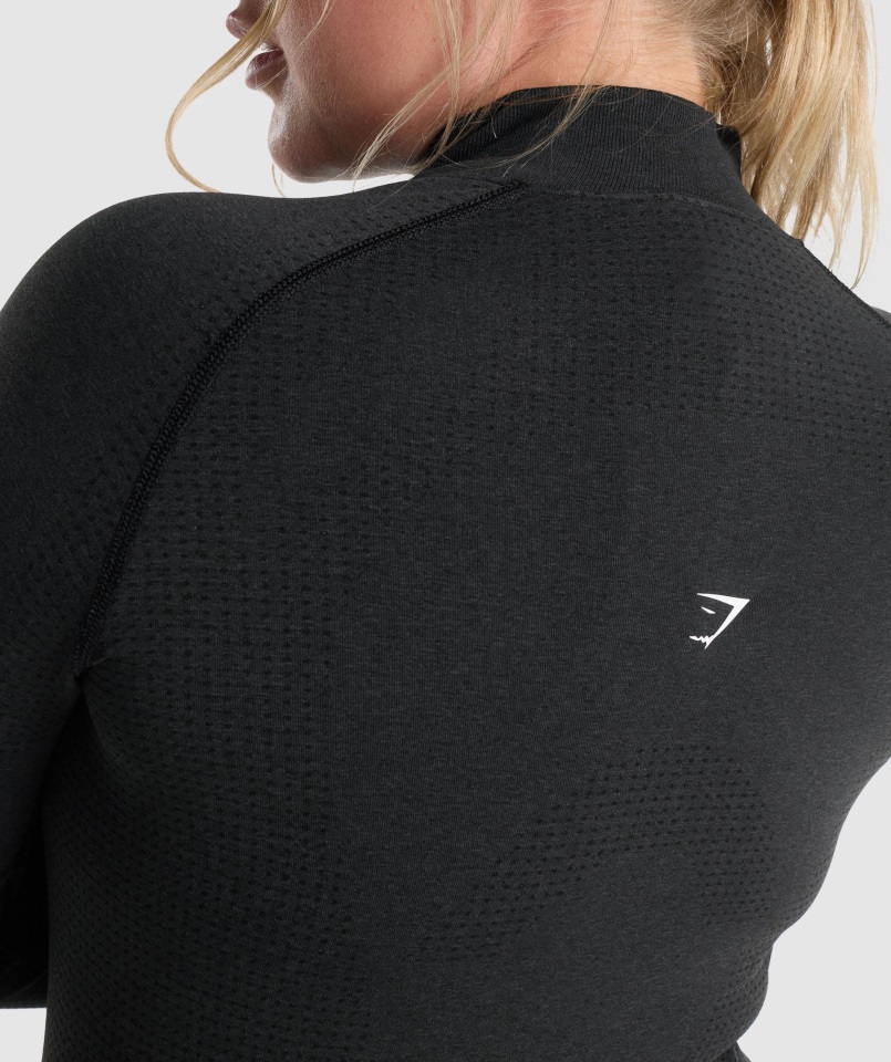 Vital Seamless 2.0 1-2 Jersey Con Cremallera Negro Jaspeado Gymshark