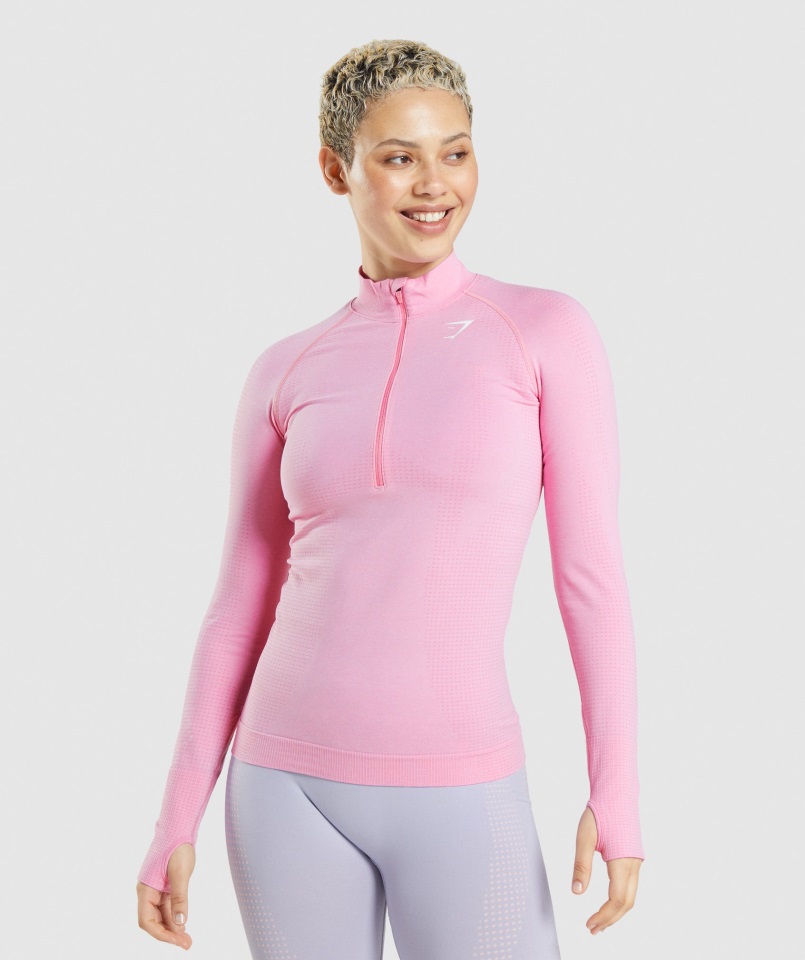 Jersey Con Cremallera 1-2 Vital Seamless 2.0 Sorbete Rosa Jaspeado Gymshark