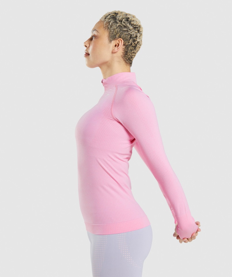 Jersey Con Cremallera 1-2 Vital Seamless 2.0 Sorbete Rosa Jaspeado Gymshark