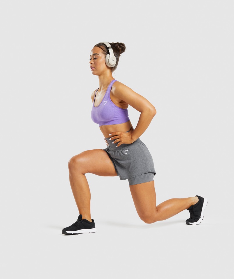 Pantalón Corto 2 En 1 Vital Seamless 2.0 Gris Humo Jaspeado Gymshark