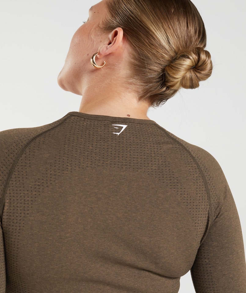 Crop Top Vital Sin Costuras 2.0 Espresso Jaspeado Gymshark