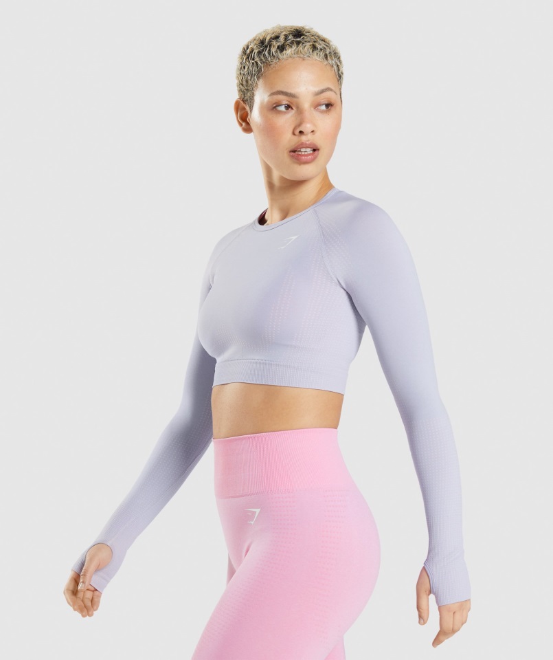 Top Vital Sin Costuras 2.0 Crop Top Moonstone Azul Jaspeado Gymshark