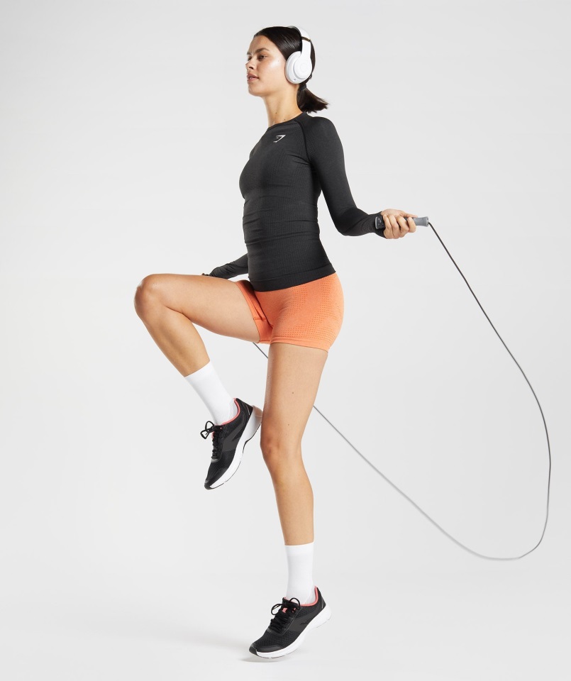 Camiseta Vital Sin Costuras 2.0 Manga Larga Negro Jaspeado Gymshark