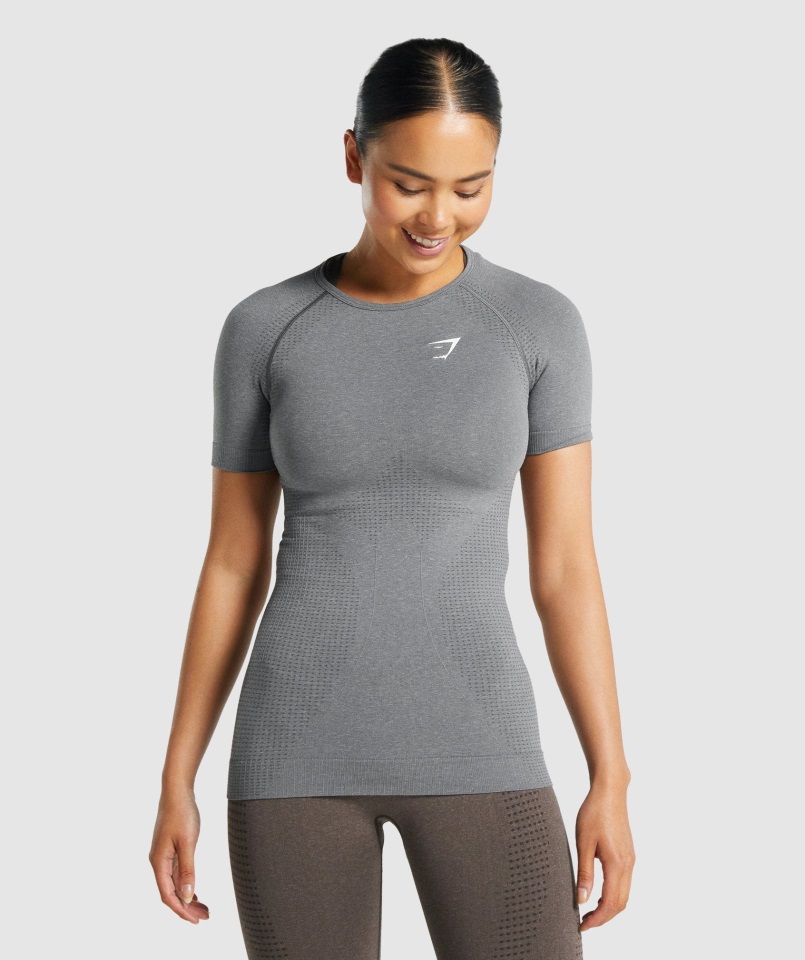 Camiseta Vital Seamless 2.0 Gris Ahumado Jaspeado Gymshark